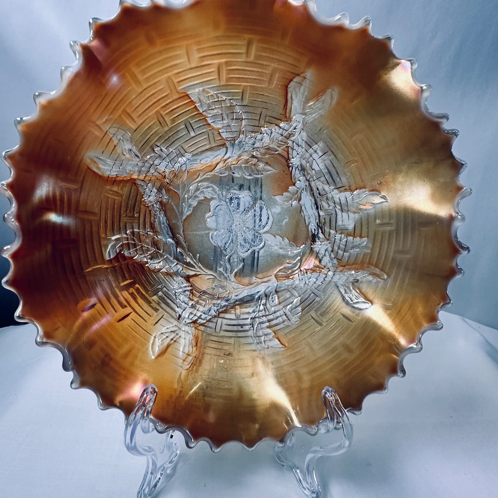 Duggan Apple Blossom‎ Carnival Pearlescent Ruffled edge Basketweave Iridescent - Picture 4 of 9